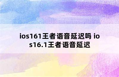 ios161王者语音延迟吗 ios16.1王者语音延迟